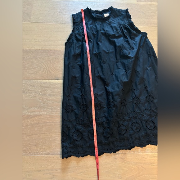 Gap x Doen Dress eyelet ruffle mini dress black sleeveless medium NEW baby doll - Picture 10 of 12